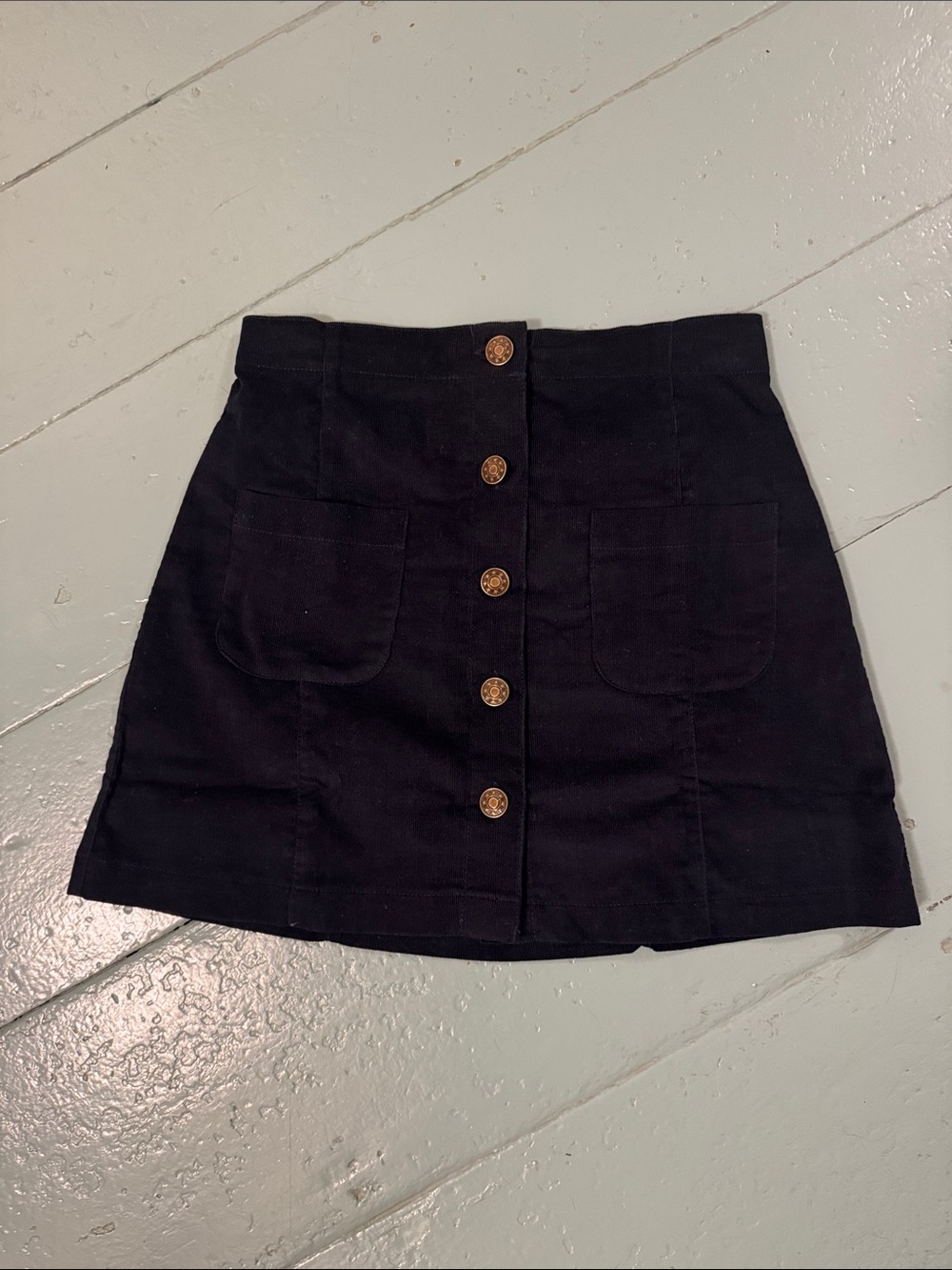 Bella bliss Button-Front navy A-Line cordoroy Skirt